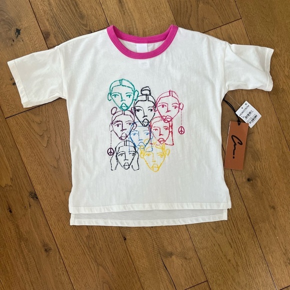 NEW Nordstrom Girls Size 6 Off-White Graphic Tee - Picture 2 of 10